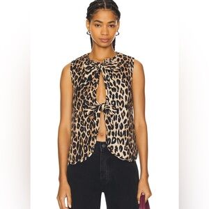 Damson Madder Tie Front Tilly Gilet in Leopard Size 18 EUC